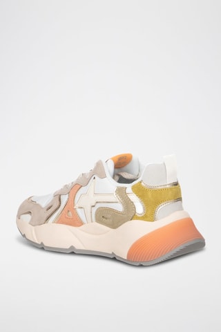 Zapatillas de nobuk - Blanco, beige y rosa