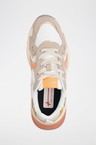 Zapatillas de nobuk - Blanco, beige y rosa