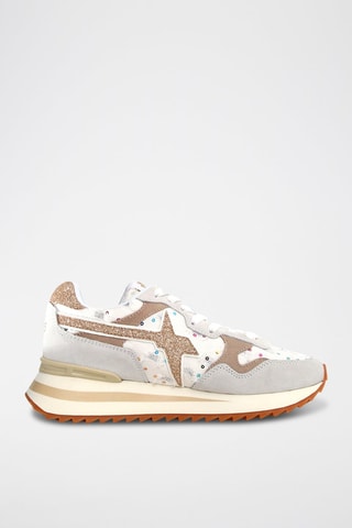Zapatillas de nobuk - Blanco, beige y gris
