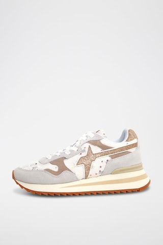 Zapatillas de nobuk - Blanco, beige y gris