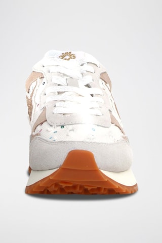 Zapatillas de nobuk - Blanco, beige y gris