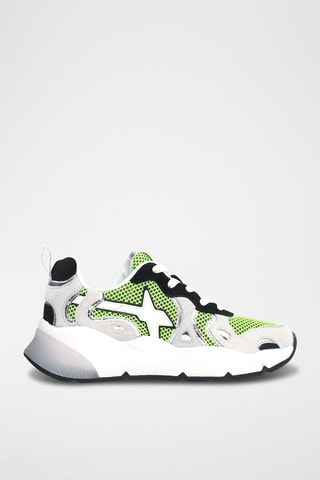 Nubuck Sneakers - Wit, groen, oranje en zilverkleurig