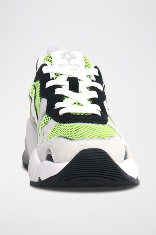 Nubuck Sneakers - Wit, groen, oranje en zilverkleurig