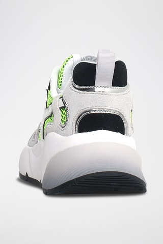 Nubuck Sneakers - Wit, groen, oranje en zilverkleurig