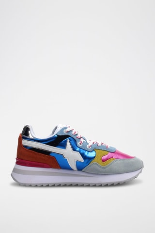 Leren Sneakers Yak - Groen en oranje
