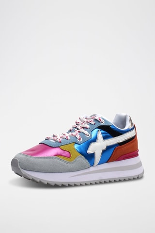 Leren Sneakers Yak - Groen en oranje