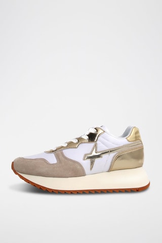 Zapatillas de piel con plataforma - Beige