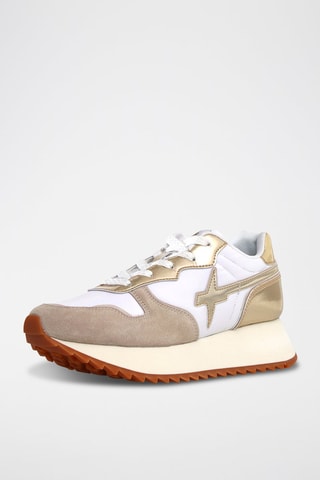 Zapatillas de piel con plataforma - Beige