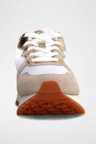 Zapatillas de piel con plataforma - Beige