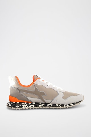 Zapatillas de nobuk - Beige, naranja y gris