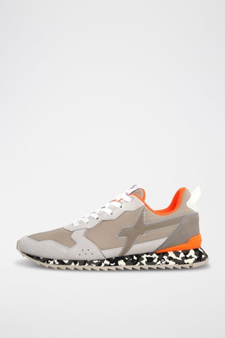 Zapatillas de nobuk - Beige, naranja y gris