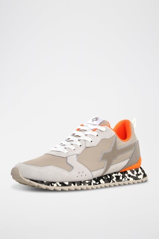 Zapatillas de nobuk - Beige, naranja y gris