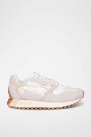 Zapatillas de nobuk - Blanco y beige