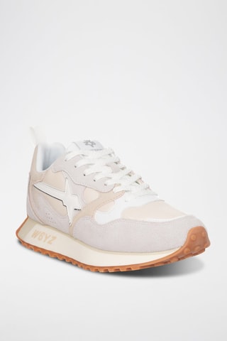 Zapatillas de nobuk - Blanco y beige