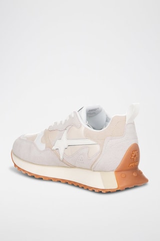 Zapatillas de nobuk - Blanco y beige