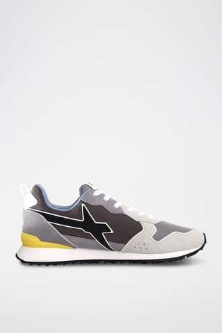 Zapatillas de nobuk - Blanco, negro y gris