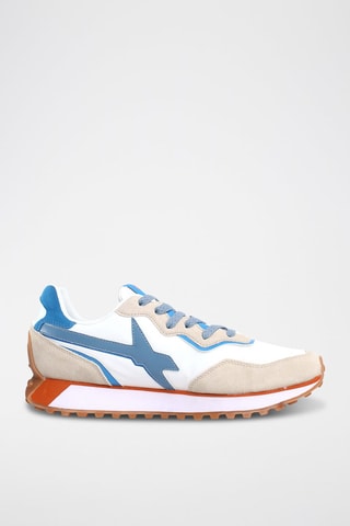 Zapatillas de nobuk - Blanco y beige