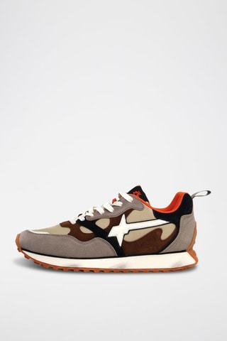 Zapatillas de nobuk - Beige y gris