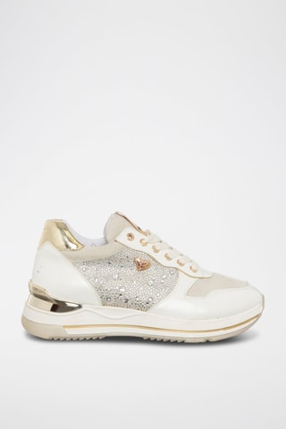 Zapatillas con plataforma - Blanco, dorado y plateado