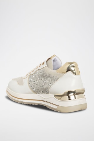 Zapatillas con plataforma - Blanco, dorado y plateado