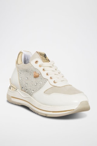 Zapatillas con plataforma - Blanco, dorado y plateado
