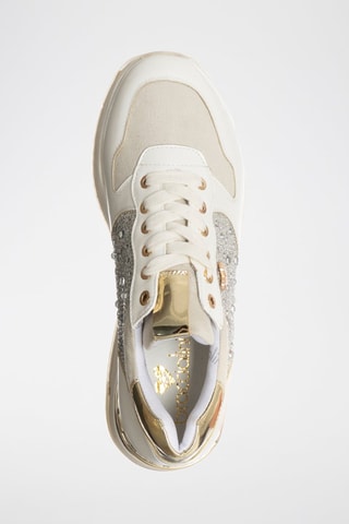 Zapatillas con plataforma - Blanco, dorado y plateado