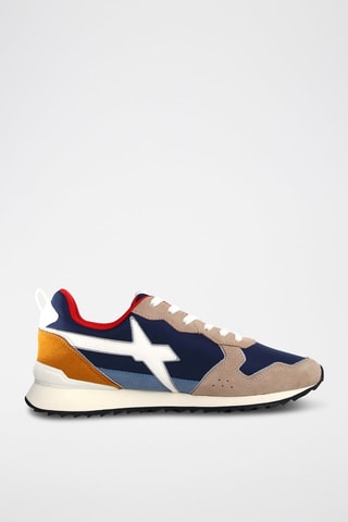 Zapatillas de nobuk - Blanco, beige y azul