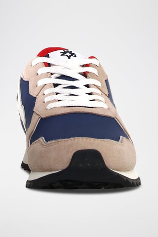 Zapatillas de nobuk - Blanco, beige y azul