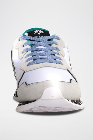 Zapatillas de nobuk - Blanco, negro, verde y gris