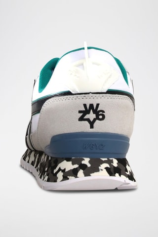 Zapatillas de nobuk - Blanco, negro, verde y gris