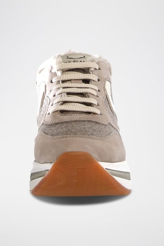 Zapatillas de piel y lana forradas - Beige y gris