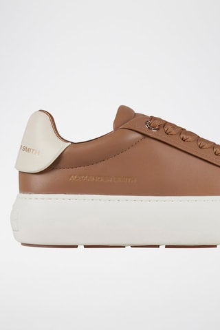 Zapatillas de piel con plataforma - Blanco y beige
