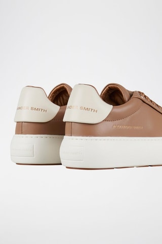 Zapatillas de piel con plataforma - Blanco y beige