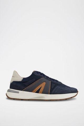 Zapatillas de piel - Azul y marrón