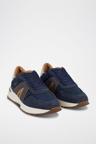 Zapatillas de piel - Azul y marrón