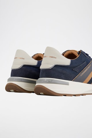 Zapatillas de piel - Azul y marrón