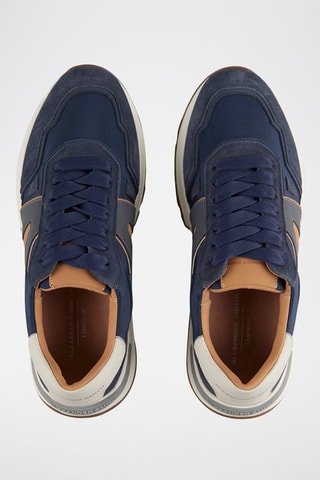 Zapatillas de piel - Azul y marrón