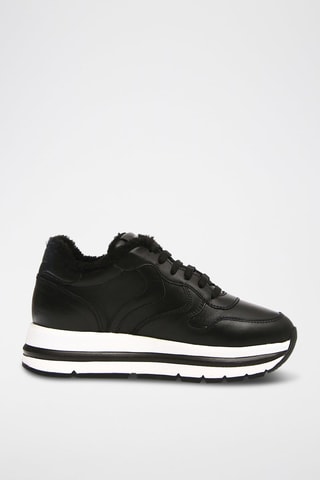 Leren Gevoerde Sneakers - Zwart