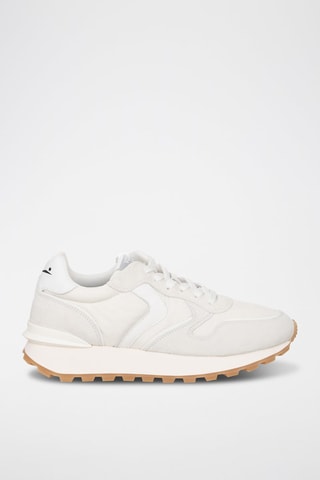 Zapatillas de piel - Blanco, negro y beige