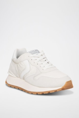 Zapatillas de piel - Blanco, negro y beige