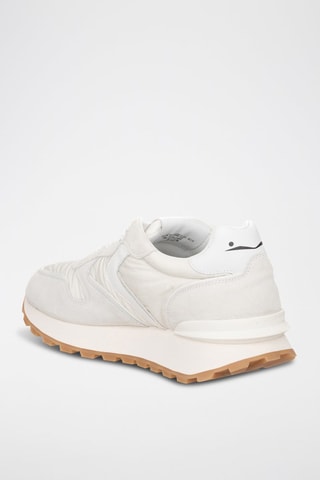 Zapatillas de piel - Blanco, negro y beige