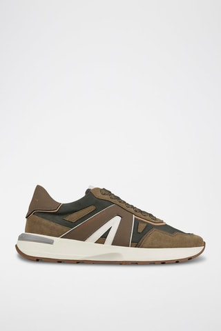 Zapatillas de piel - Blanco, verde y marrón