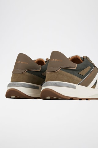Zapatillas de piel - Blanco, verde y marrón