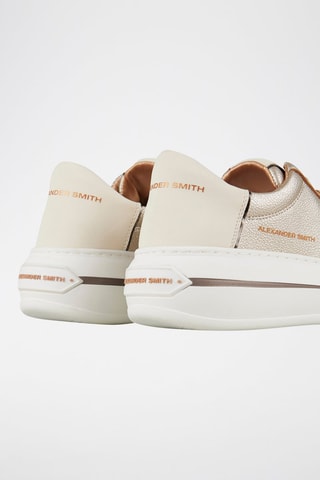 Zapatillas de piel con plataforma - Marrón y dorado