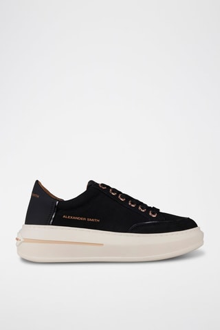 Zapatillas de piel con plataforma - Negro y marrón