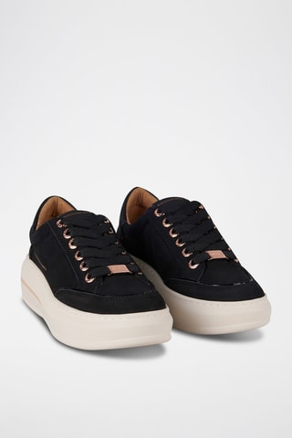 Zapatillas de piel con plataforma - Negro y marrón