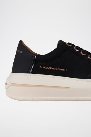 Zapatillas de piel con plataforma - Negro y marrón