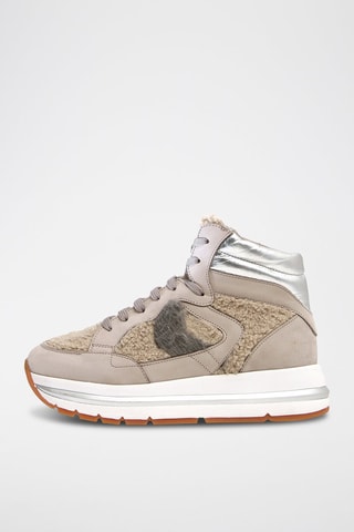 Zapatillas altas de piel con plataforma Maran - Blanco y beige