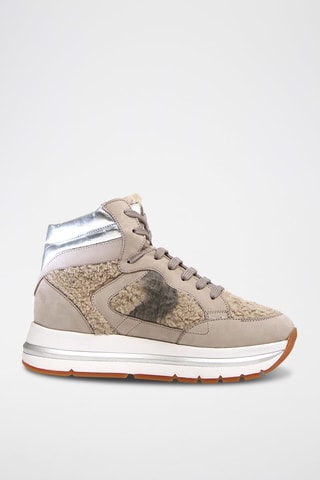 Zapatillas altas de piel con plataforma Maran - Blanco y beige