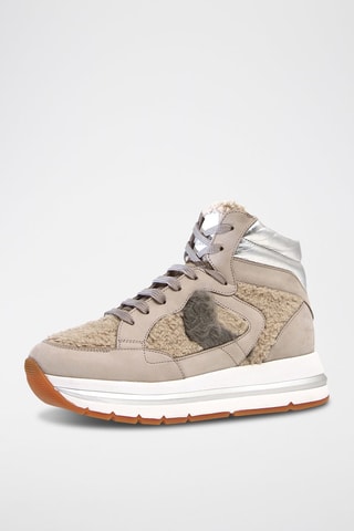 Zapatillas altas de piel con plataforma Maran - Blanco y beige